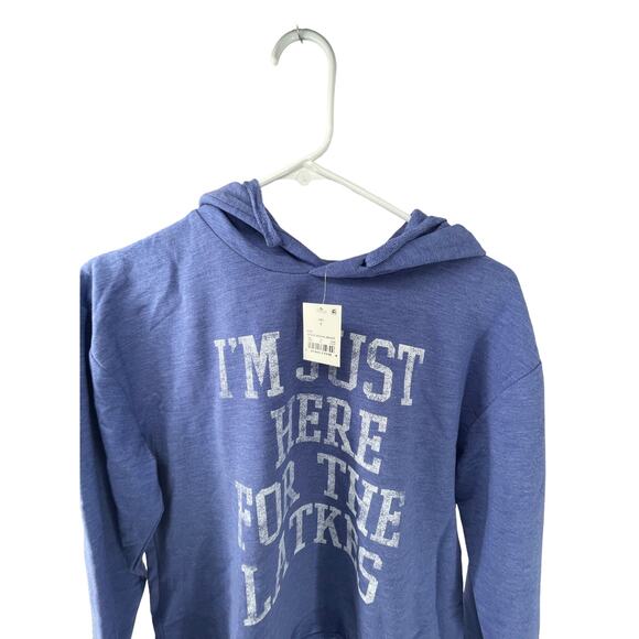 NWT Doe Blue Graphic Pullover Latkes Sweatshirt  Hoodie Women's Size Small - Picture 3 of 7